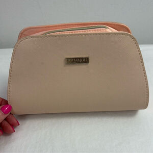 BVLGARI Women's Cosmetic bag toiletries bag make up bag zip closure peach pink
